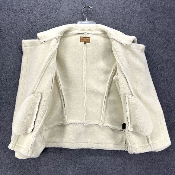 DRIFTWOOD Jacket womens Small faux‎ suede beige embroidered sleeves Fleece lined - Picture 3 of 16